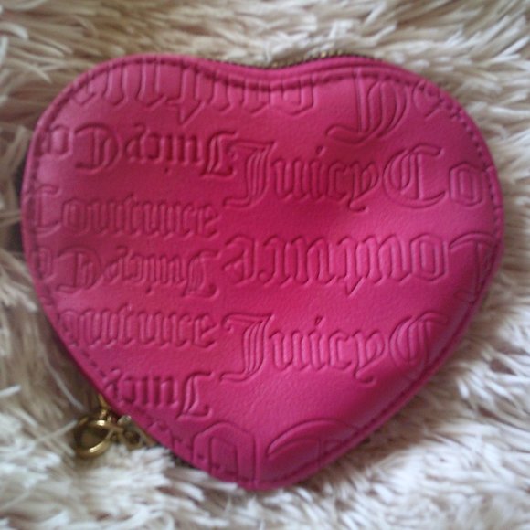 Pink Heart Shaped Zip Around Gold Hardware Coin Case Keyring - Picture 2 of 4